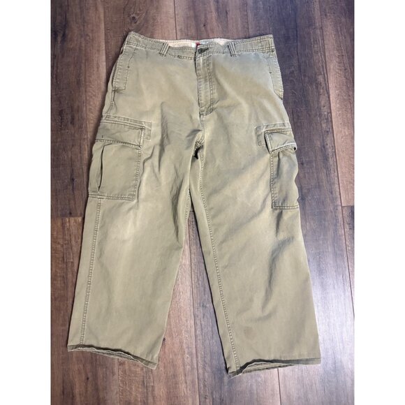 Old Navy Cargo Pants Y2K  Mens Olive VTG Wide Relaxed Skater 36”x28”  Distressed - Picture 1 of 9